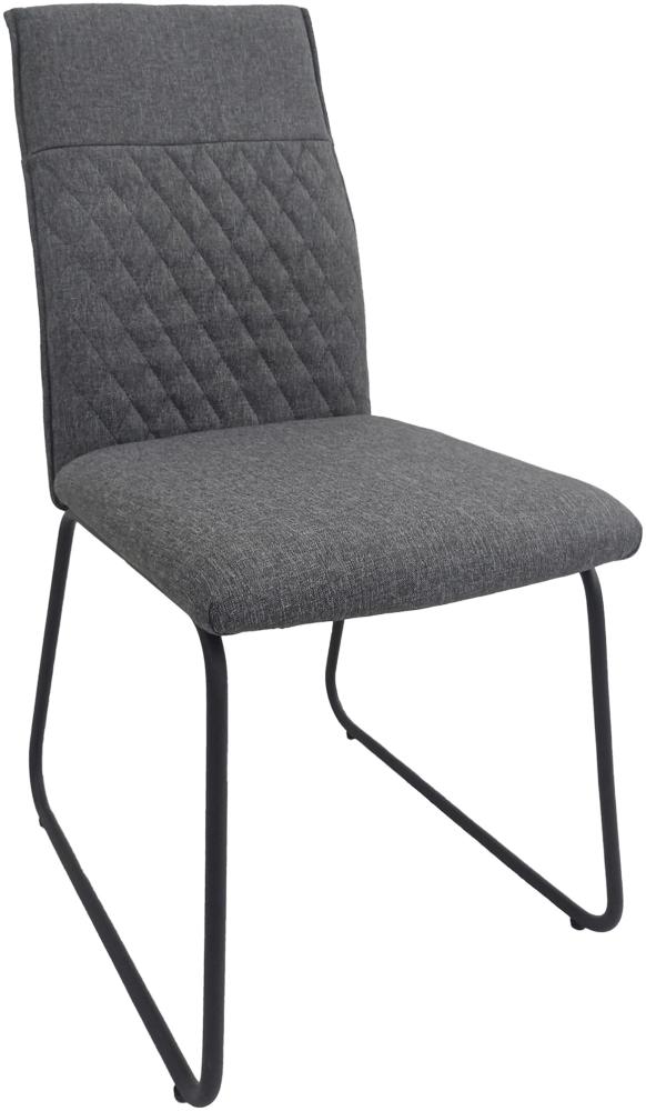 byLIVING Esszimmerstuhl 2er-Set FURY / Webstoff grau / Rautensteppung im Rücken / Gestell Metall schwarz / Esszimmerstuhl / Küchenstuhl / B 46, H 97, T 61,5 cm Bild 1