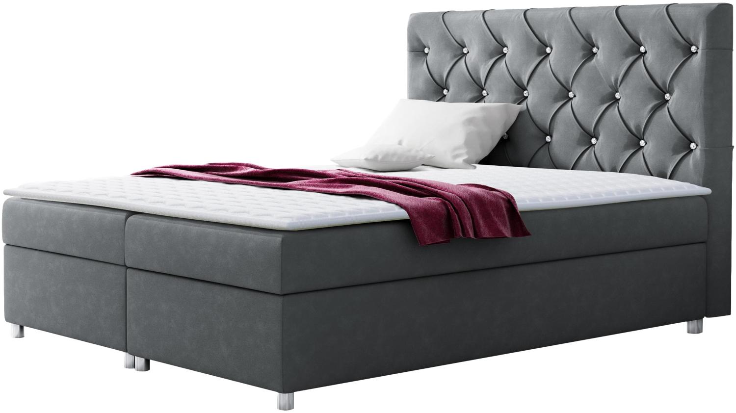 Boxspringbett Gomez, Grau, 120 x 200 cm Bild 1