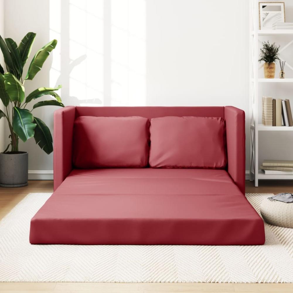 vidaXL Bodensofa mit Schlaffunktion Weinrot 112x174x55 cm Kunstleder 353977 Bild 1