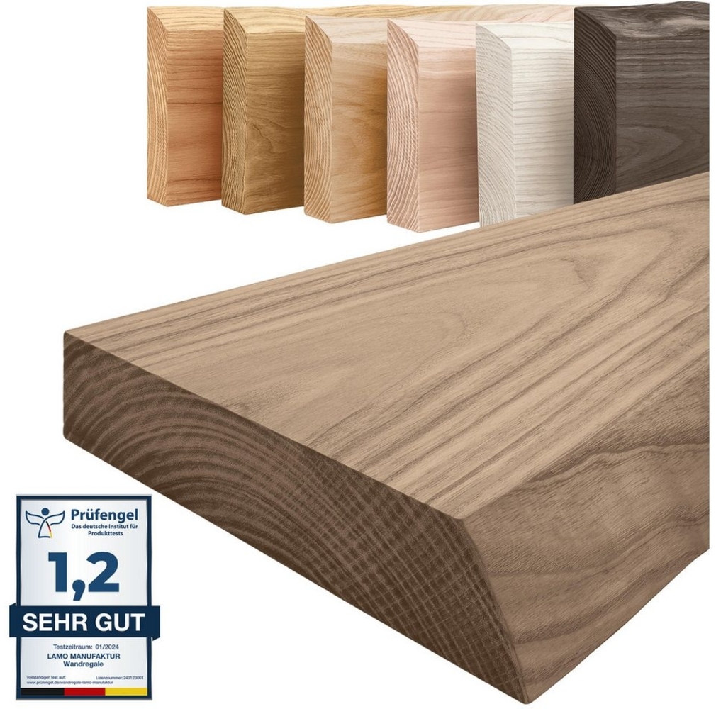LAMO Manufaktur Wandregal Pure: ohne Montage Set 40 cm, Komplett-Set, 40mm stake Massivholzplatte Bild 1