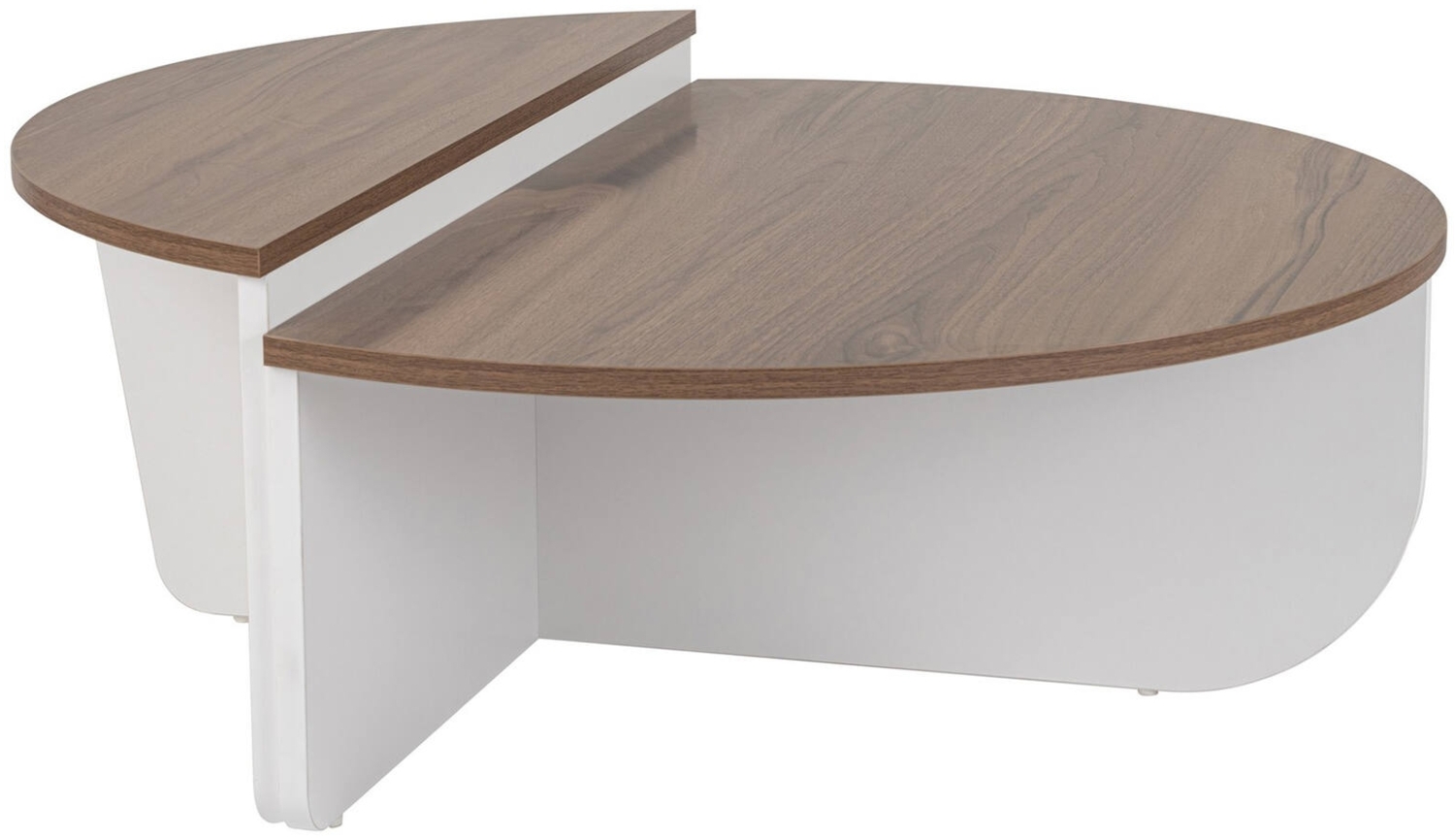 Dmora Wohnzimmertisch Dain, Niedriger Wohnzimmertisch, Kaffeeregal, Couchtisch für Sofa, 90x60 h35 cm, Walnuss und Weiß Bild 1