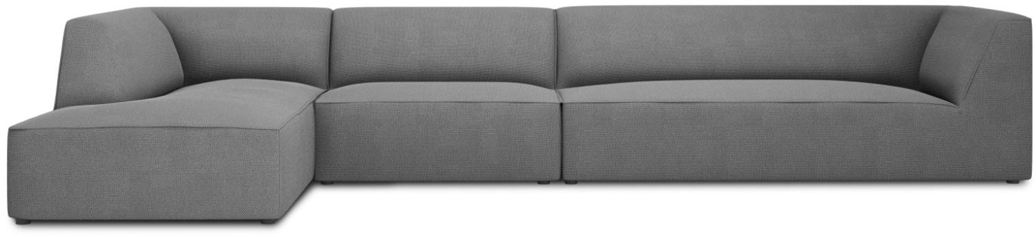 Micadoni 5-Sitzer Modular Ecke links Sofa Ruby | Bezug Grey | Beinfarbe Black Plastic Bild 1