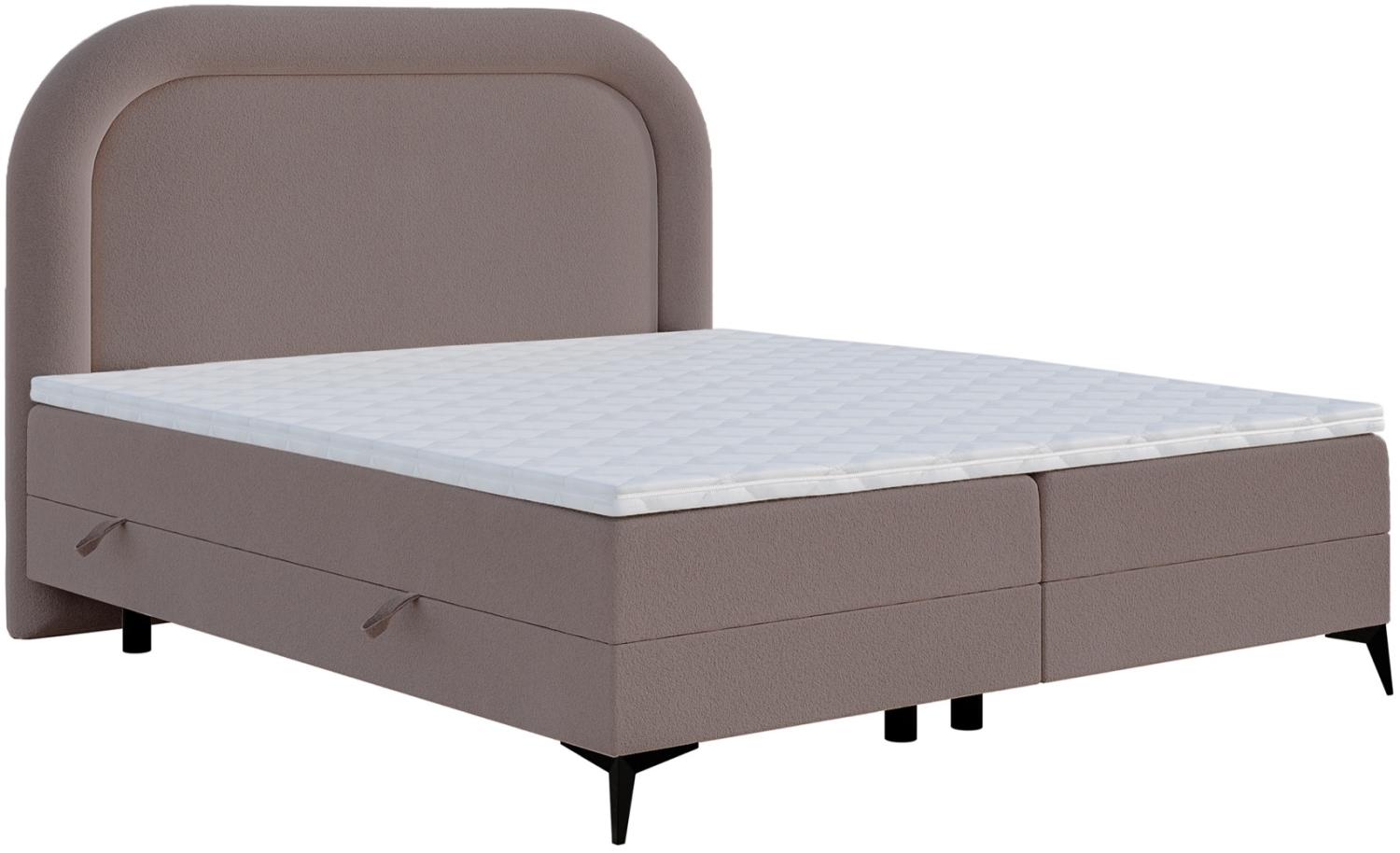 Selsey 'Loreo' Boxspringbett mit Bettkasten, Chenille-Bezug, hellbraun, 160x200 cm Bild 1