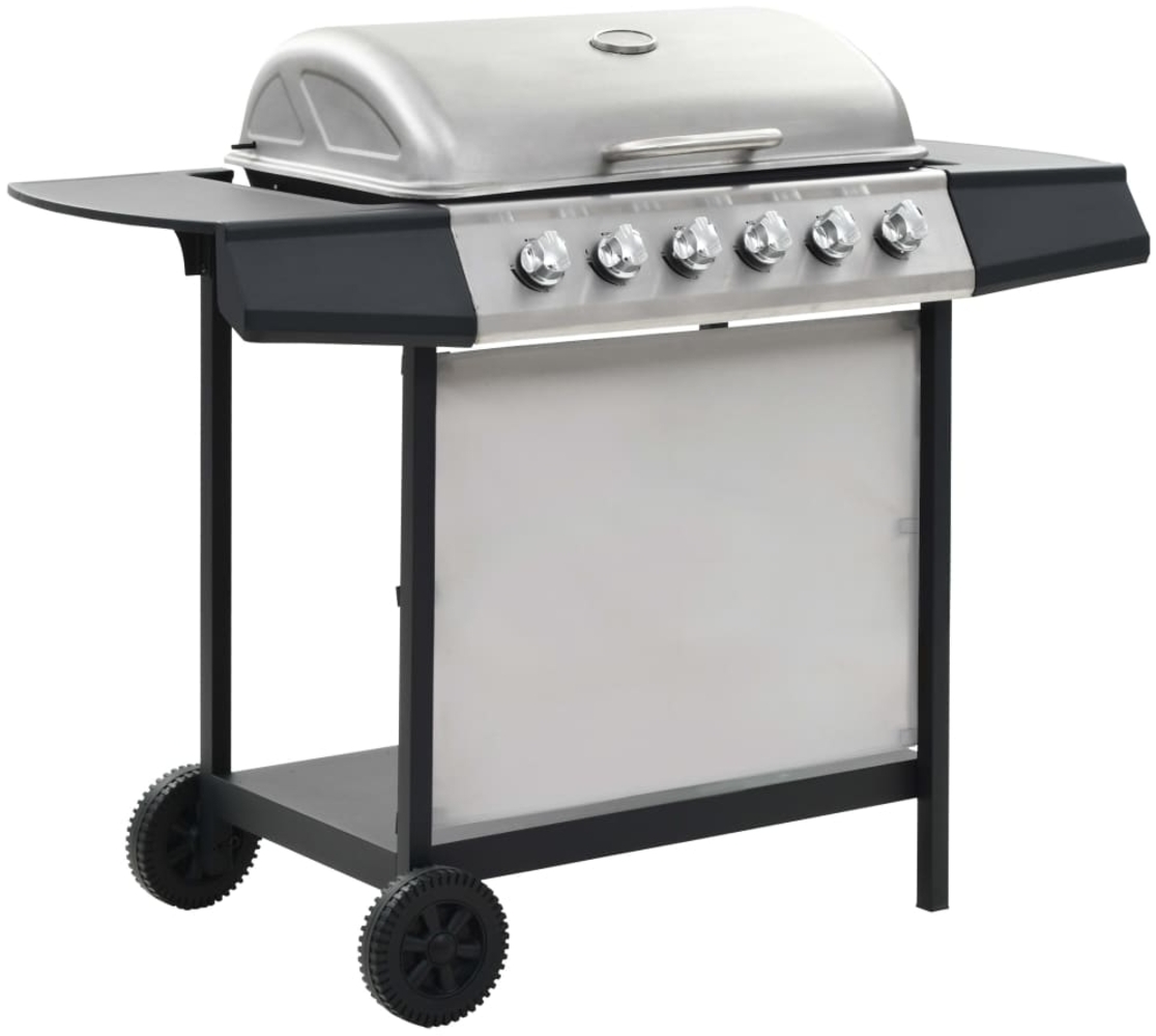 vidaXL Gasgrill, mit 6 Flammen, Edelstahl Silbern, 112 x 54 x 98 cm Bild 1