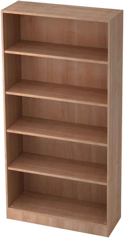bümö office Regal Nussbaum, Standregal Holz - Aktenregal für Ordner & Bücher, Bücherregal 100 cm breit, 5 OH Regal Wand, Büroregal, Holzregal, Ordnerregal, Buchregal, Wandregal, Büromöbel, 6400-N Bild 1