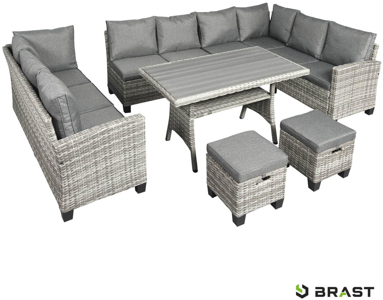 BRAST Gartenmöbel Set Family Grau/Anthrazit bis zu 11 Personen inkl. extra Dicke Kissen Outdoor Loungemöbel Sitzgruppe Essgruppe Garnitur Bild 1