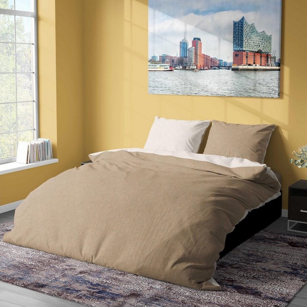 TRAUMSCHLAF Bettwäsche Melangebiber, Biber, 3 teilig, moderner Wende-Look für die kalte Jahreszeit Bild 1