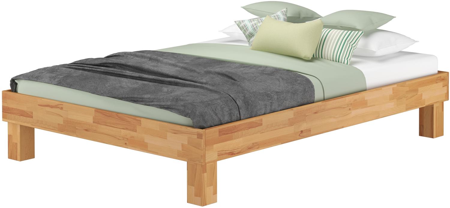 Holzbett breites Doppelbett 160x220 Buche Bettrahmen Futonbett Zubehör wählbar V-60.87-16-220ohne Zubehör Bild 1