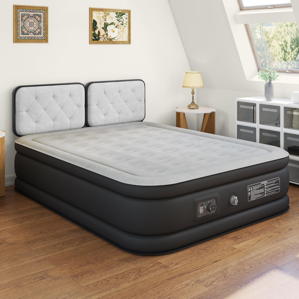 YITAHOME 2x1,5 m Luftbett Selbstaufblasend, Luftmatratze mit Integrierter Elektrischer Luftpumpe, Aufblasbare Matratze Bett mit Aufbewahrungstasche, Premium Gästebett, 203 x 151 x 46 cm (Blau & Schwarz) Bild 1