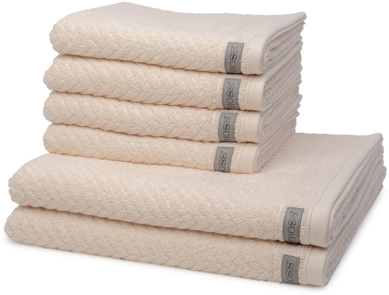 Ross Smart 6 tlg. Frottier-Set - 4 X Handtuch (50 X 100cm), 2 X Duschtuch (70 X 140cm) - 520 g/m2 - Natur Bild 1