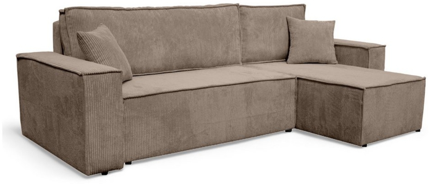 M-Punkt24 Ecksofa COMO, mit Bett Sofa Schlafsofa Ottomane rechts links universell, Cord Schwarz Bild 1