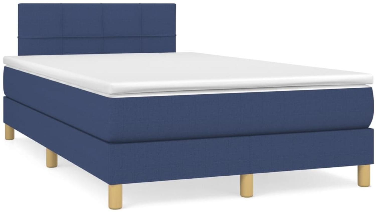 vidaXL Boxspringbett mit Matratze & LED Blau 120x190 cm Stoff 3270094 Bild 1