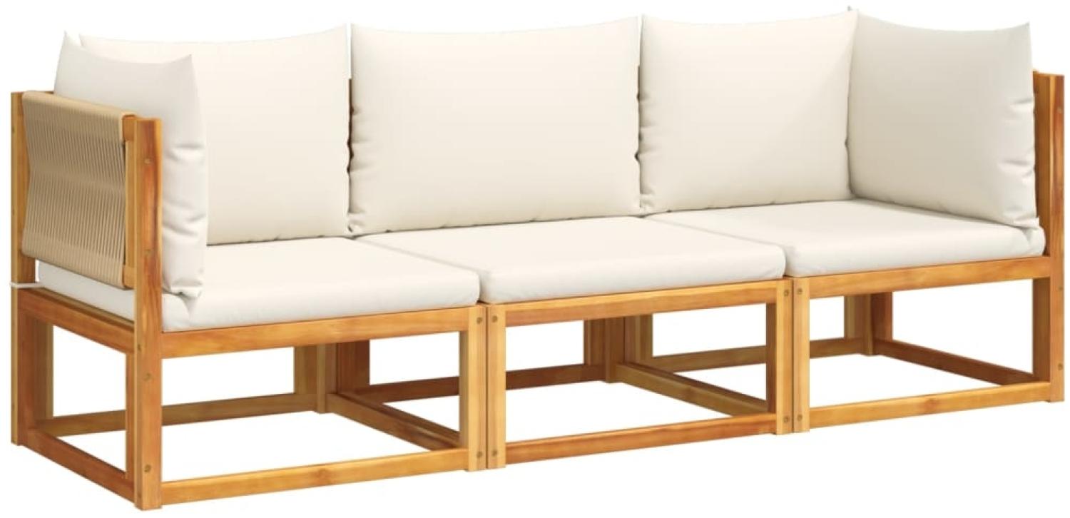 vidaXL 3-tlg. Gartensofa-Set mit Kissen Holz Akazie & Seil 3278854 Bild 1
