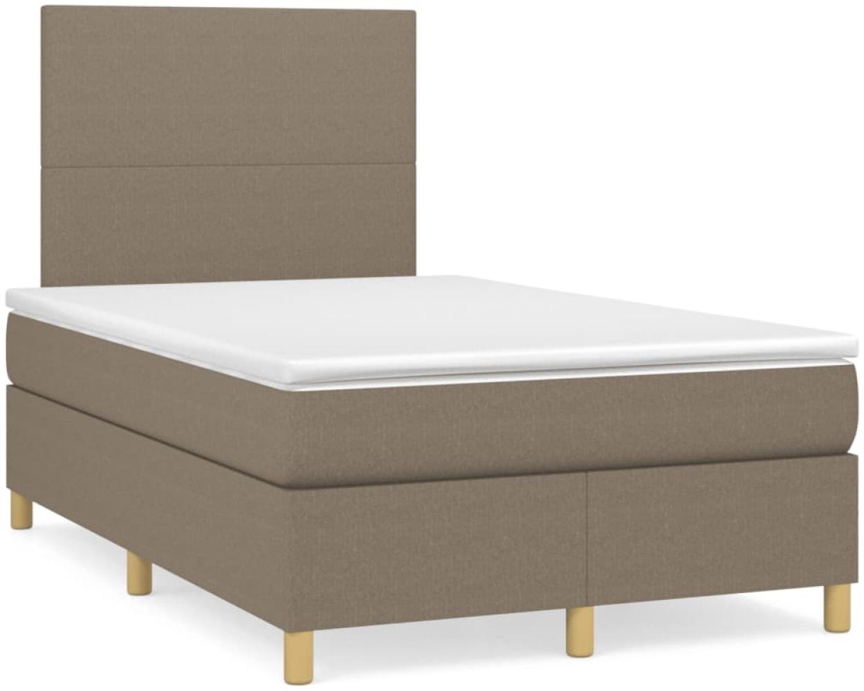 vidaXL Boxspringbett mit Matratze Taupe 120x190 cm Stoff 3269920 Bild 1