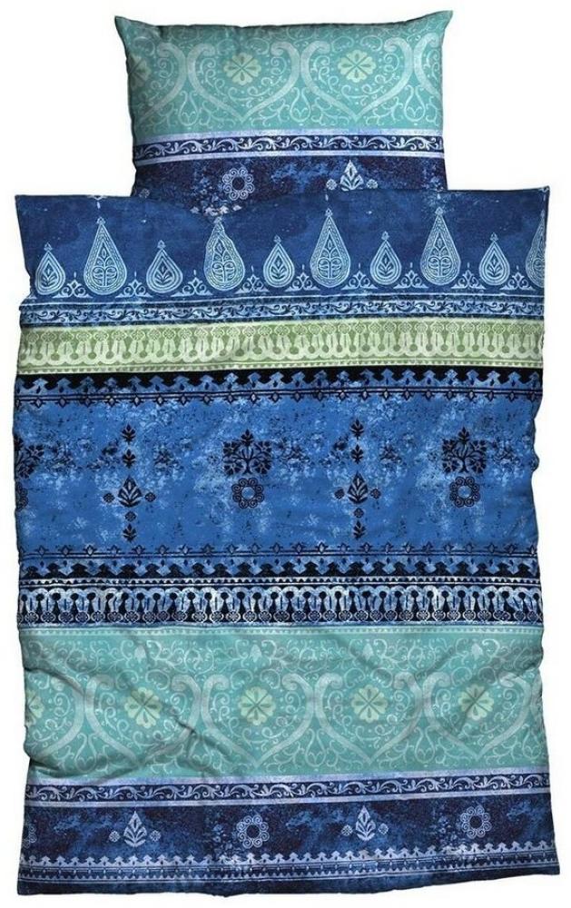 TRAUMSCHLAF Bettwäsche Indi blau, Mako Satin, 2 teilig, orientalisches Design mit seidigem Glanz Bild 1