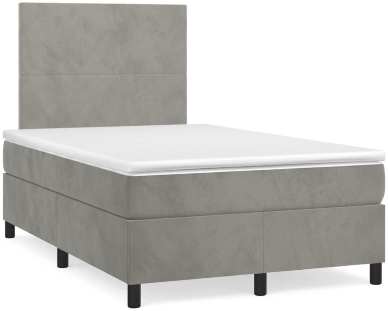 vidaXL Boxspringbett mit Matratze Hellgrau 120x190 cm Samt 3269983 Bild 1