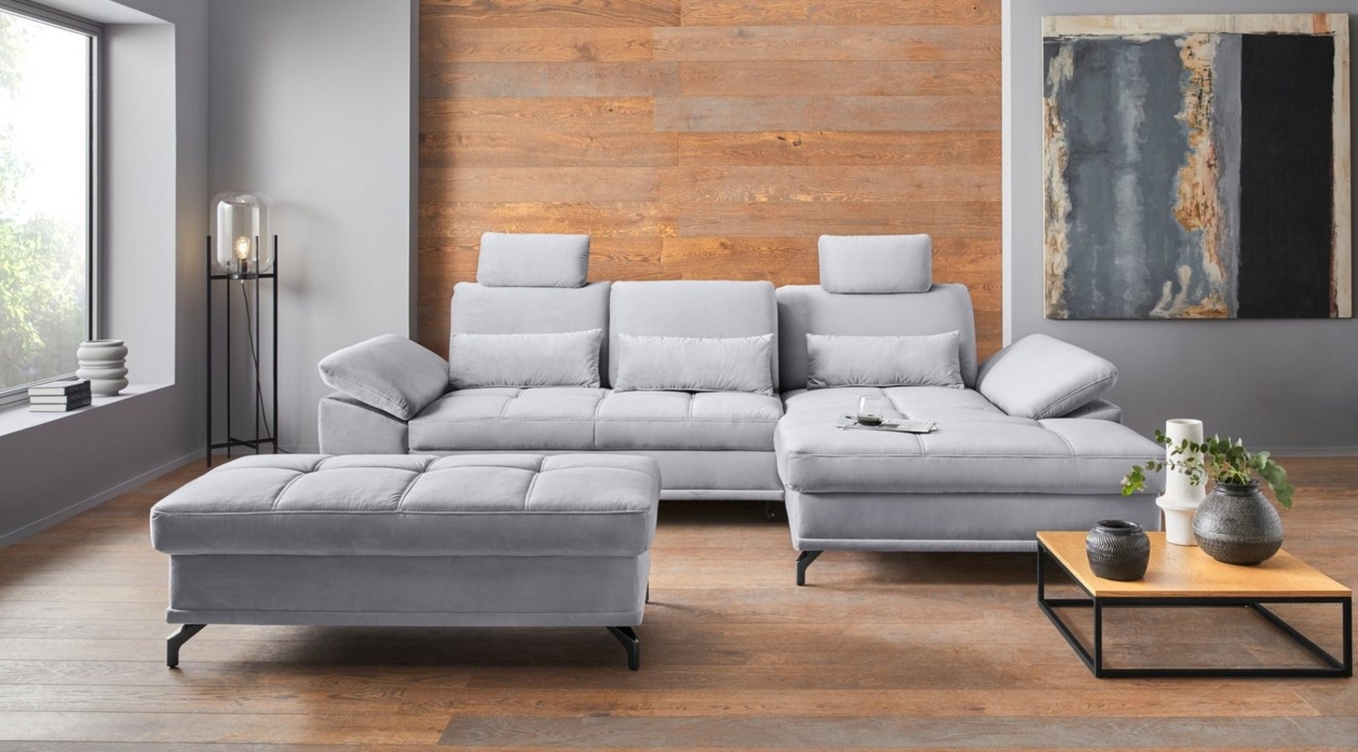 Places of Style Ecksofa Costello L-Form, mit Sitztiefenverstellung, Armteilverstellung und, 3 Nierenkissen, optional Bettfunktion und Bettkasten Bild 1