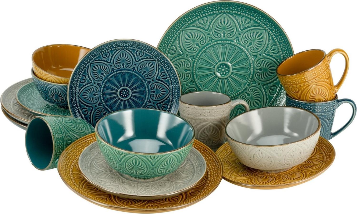 CreaTable 22561 Kombiservice Samarkand für 4 Personen, Steinzeug, mehrfarbig (1 Set, 16-teilig) Bild 1