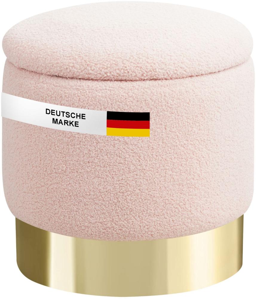 Albatros Hocker mit Stauraum Nizza Sitzhocker mit Stauraum, Modernes Design, Edler Sherpa-Bezug Sitztruhe Sitzbank mit Stauraum  optimal als Fußhocker Hocker Schminktisch, Rosa Bild 1