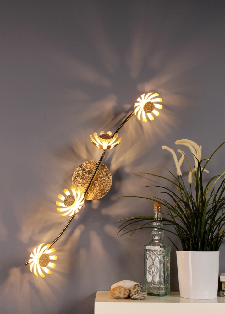 LED Deckenstrahler BLOOM 4-flammig, Metall in Blattgold, Breite 70cm Bild 1