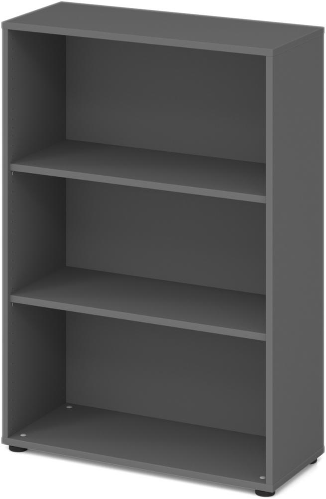 bümö Regal graphit, Standregal aus Holz für 3 Ordnerhöhen - Bücherregal klein 80 cm breit, Aktenregal für Ordner & Bücher, kleines Büroregal, Holzregal, Ordnerregal, Buchregal Dachschräge, 4500-G Bild 1