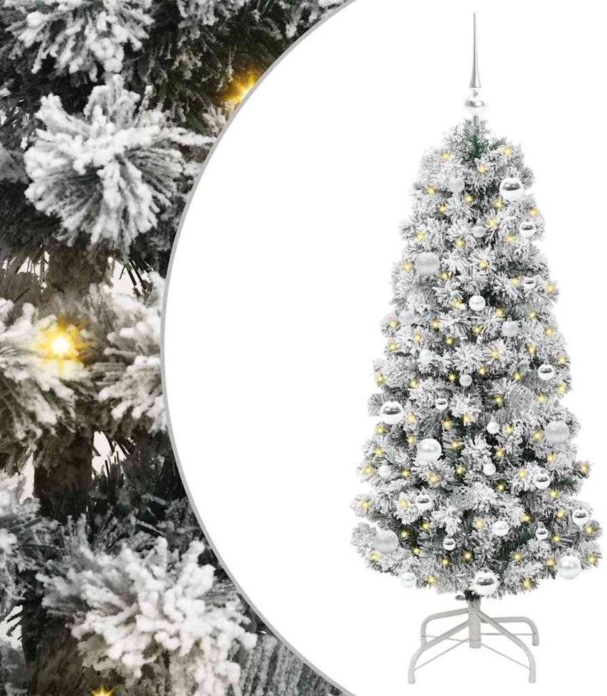 vidaXL Künstlicher klappbarer Weihnachtsbaum Grün und Weiß 150 cm 3395591 Bild 1