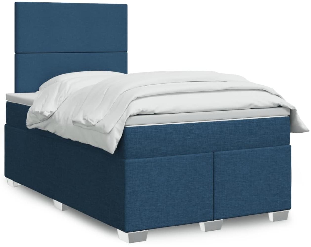 vidaXL Boxspringbett mit Matratze Blau 120x190 cm Stoff 3292726 Bild 1