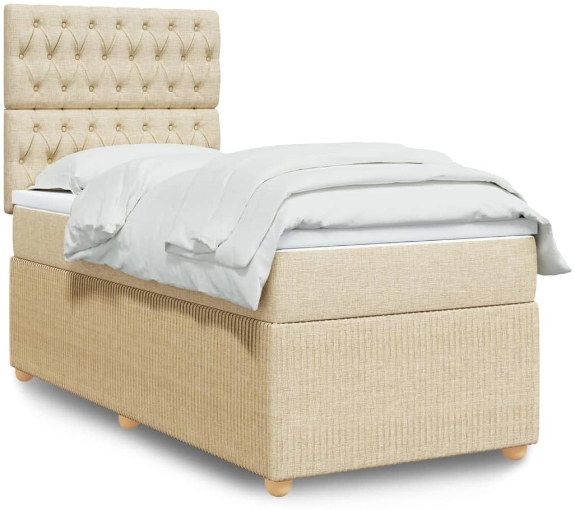 vidaXL Boxspringbett mit Matratze Creme 100x200 cm Stoff 3294279 Bild 1