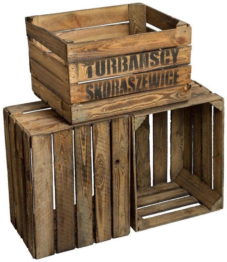 Kistenkolli Altes Land Allzweckkiste 3 x Holzkisten "TS" -geflammt (Spar-Set) Bild 1