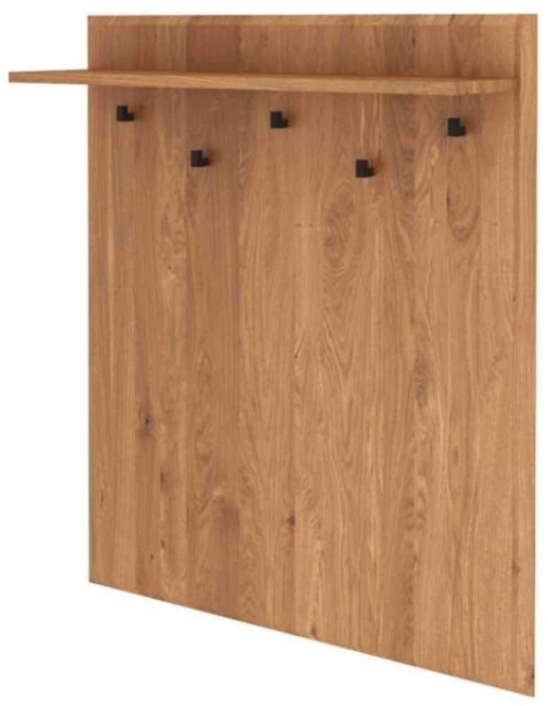 Hängegarderobe Seiba Wildeiche massiv 77x20x90 mit 5 schwarzen Metallhaken Bild 1