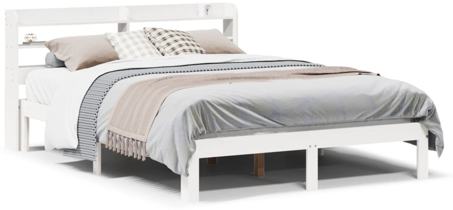 vidaXL Bettgestell mit Kopfteil ohne Matratze Weiß 120x190 cm 3306777 Bild 1