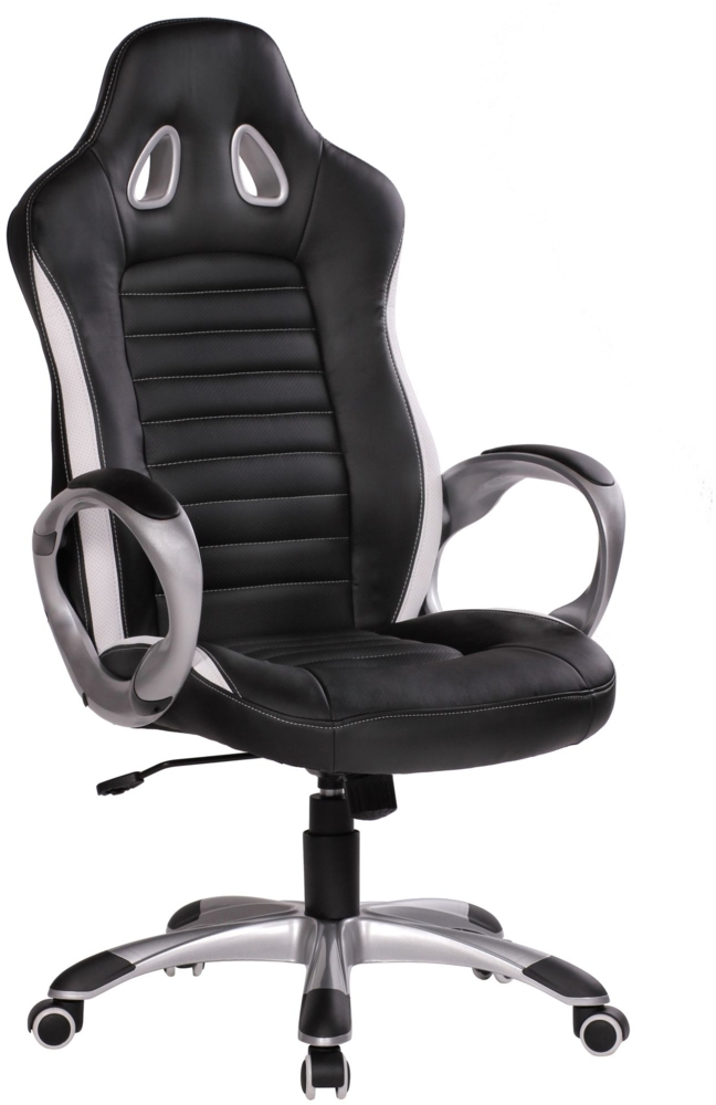 Bürostuhl SPA Leder Optik Schwarz Gaming Chefsessel mit Armlehne gepolstert 110 kg Sport-Sitz Drehstuhl Kopfstütze Race Schreibtischstuhl Gamer Design Modern Drehsessel Racing Bild 1