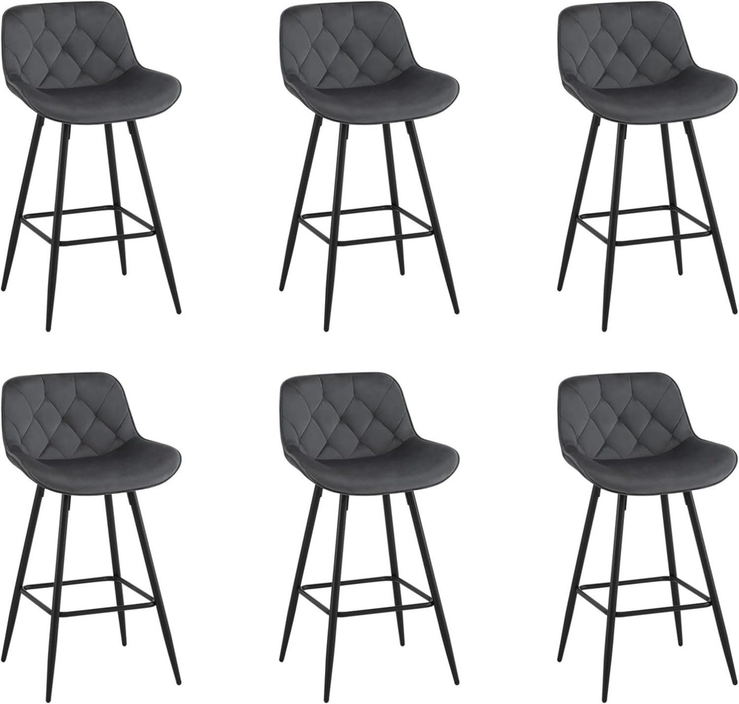 EUGAD Barhocker (6 St), Samt Barstühle, ergonomisch, mit Metallbeinen, Fußstütze Bild 1