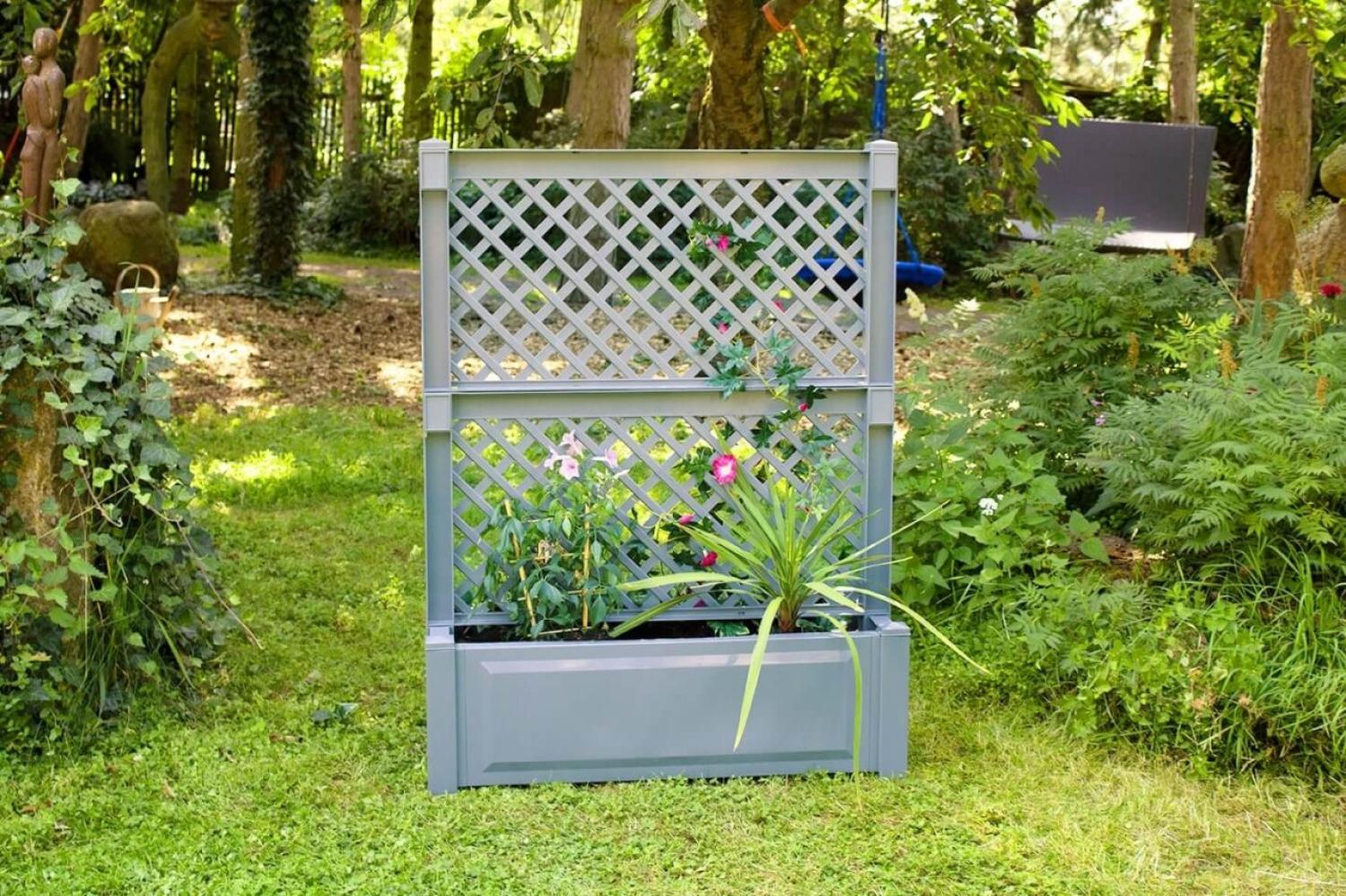 Pflanzkasten groß mit Zentralspalier (2-tlg.) 100 cm, grau Bild 1