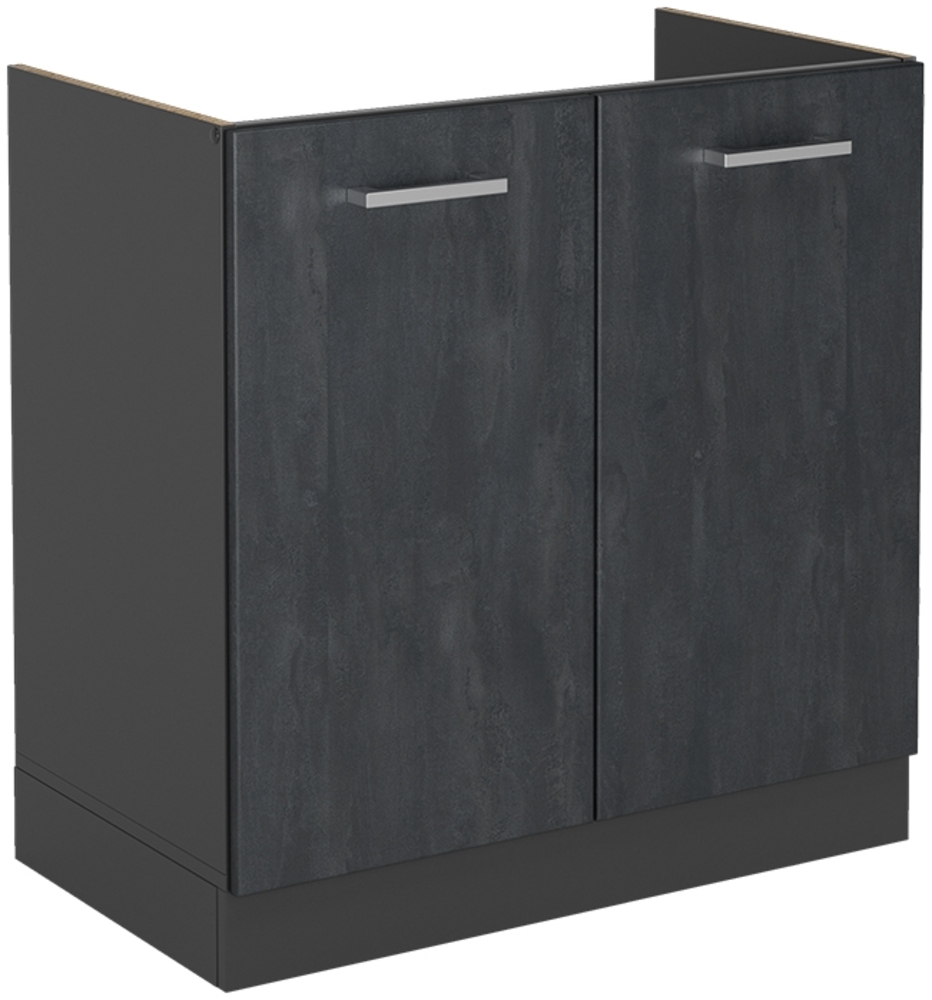 Vicco Spülenunterschrank R-Line Schwarz Beton Anthrazit 80 cm mit Arbeitsplatte Anthrazit Bild 1