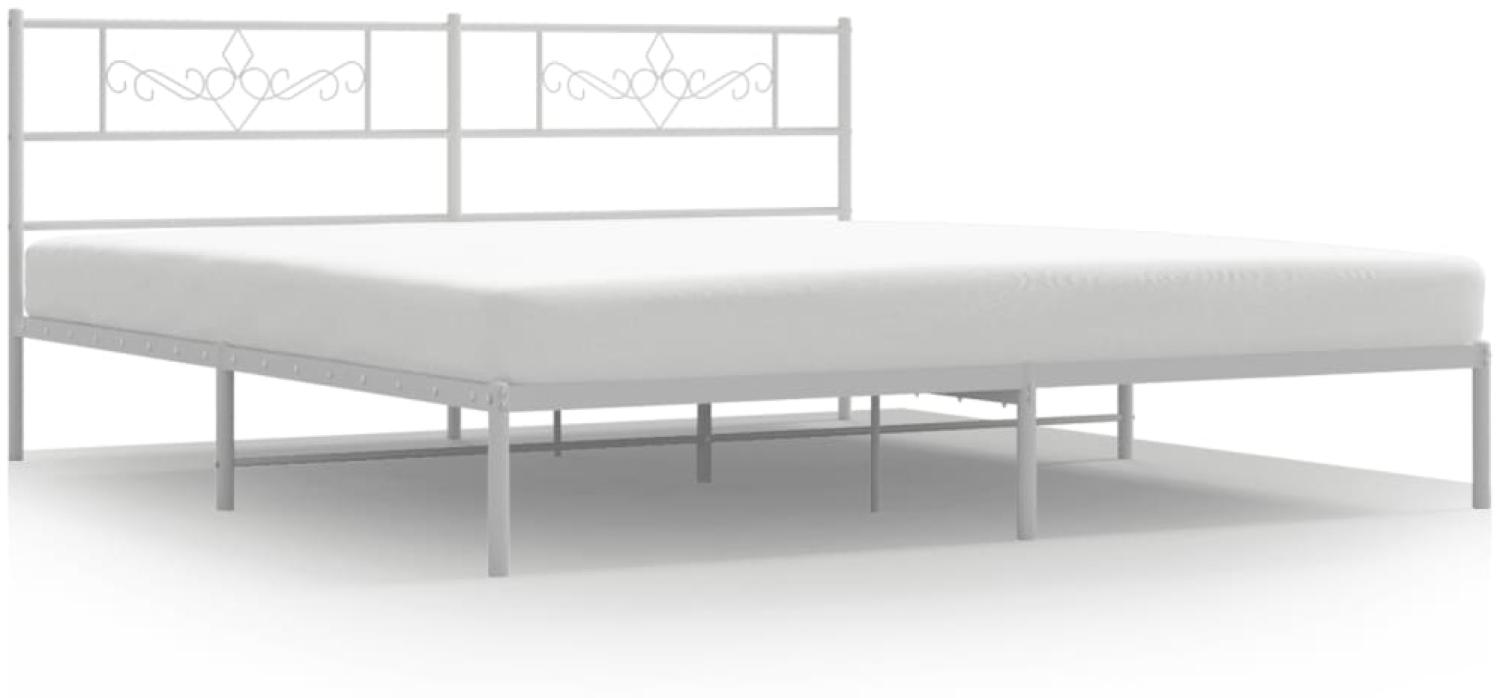vidaXL Bettgestell mit Kopfteil, Metall, Weiß, 183x213 cm Bild 1