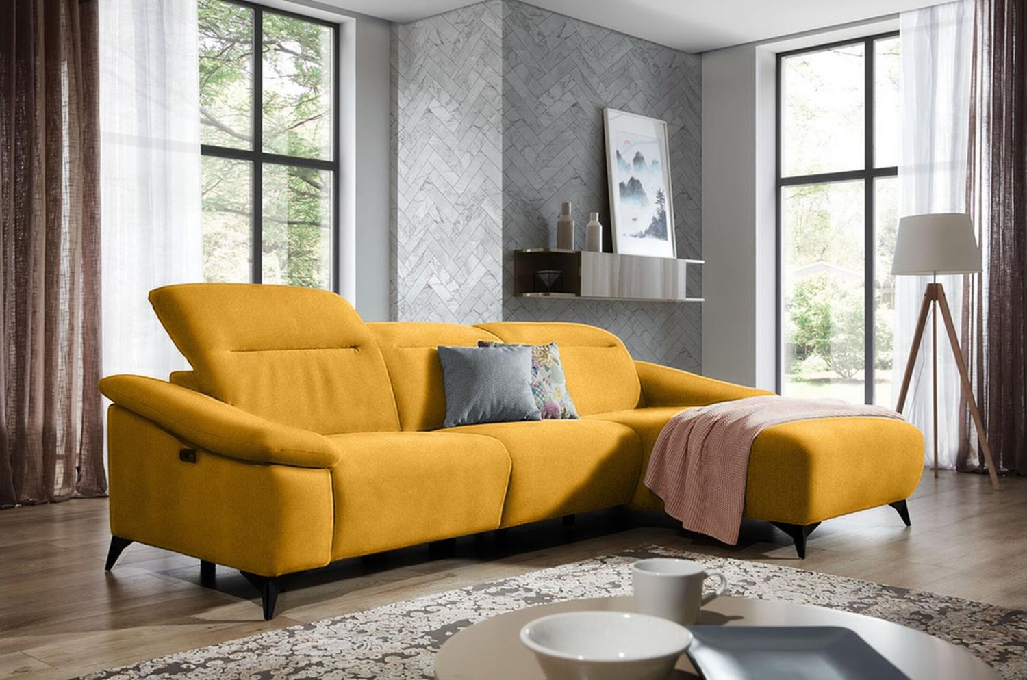 Stylefy Gabbiana Ecksofa Strukturstoff INARI Gelb Rechts Bild 1