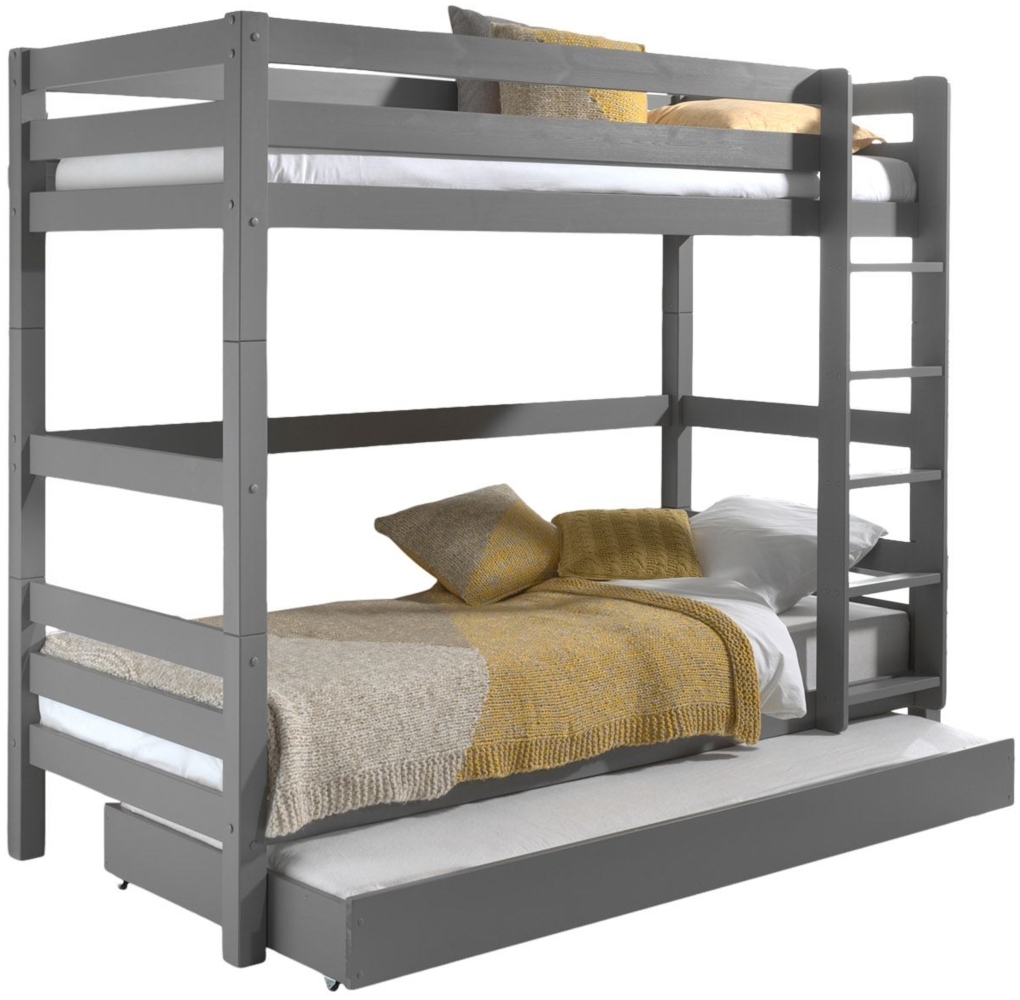 Etagenbett Karolina 210x105x161 Hochbett Massivholz grau Bild 1