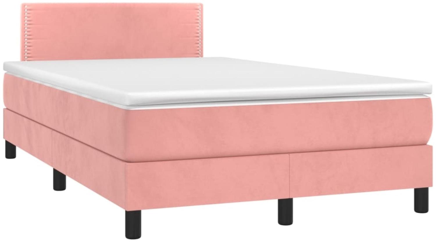 vidaXL Boxspringbett mit Matratze & LED Rosa 120x190 cm Samt 3270152 Bild 1