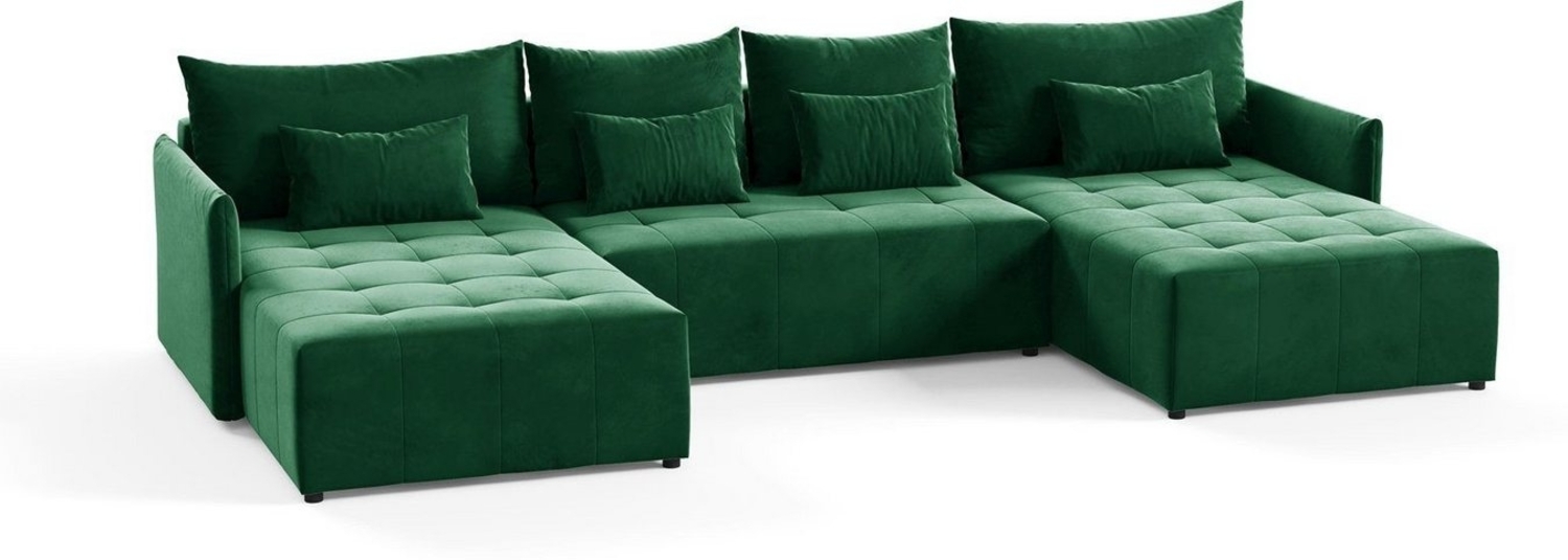 Beautysofa Ecksofa Schlaffsofa Ben U mit Schlaffunktion und Bettkasten Velour, U - FORM Bild 1