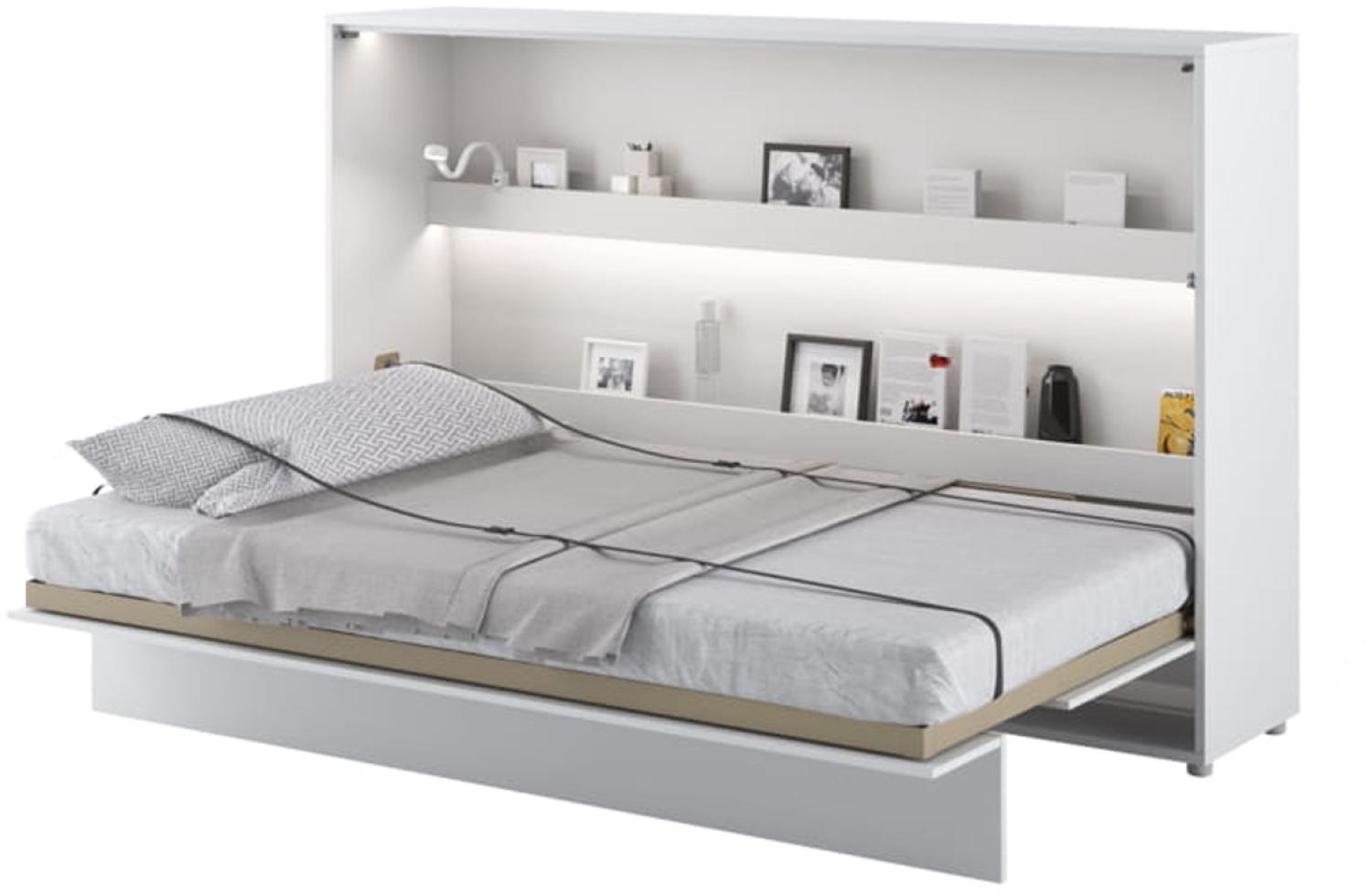 MEBLINI Schrankbett Bed Concept - BC-05 - 120x200cm Horizontal - Weiß Matt - Wandbett mit Lattenrost - Klappbett mit Schrank - Wandklappbett - Murphy Bed - Bettschrank Bild 1