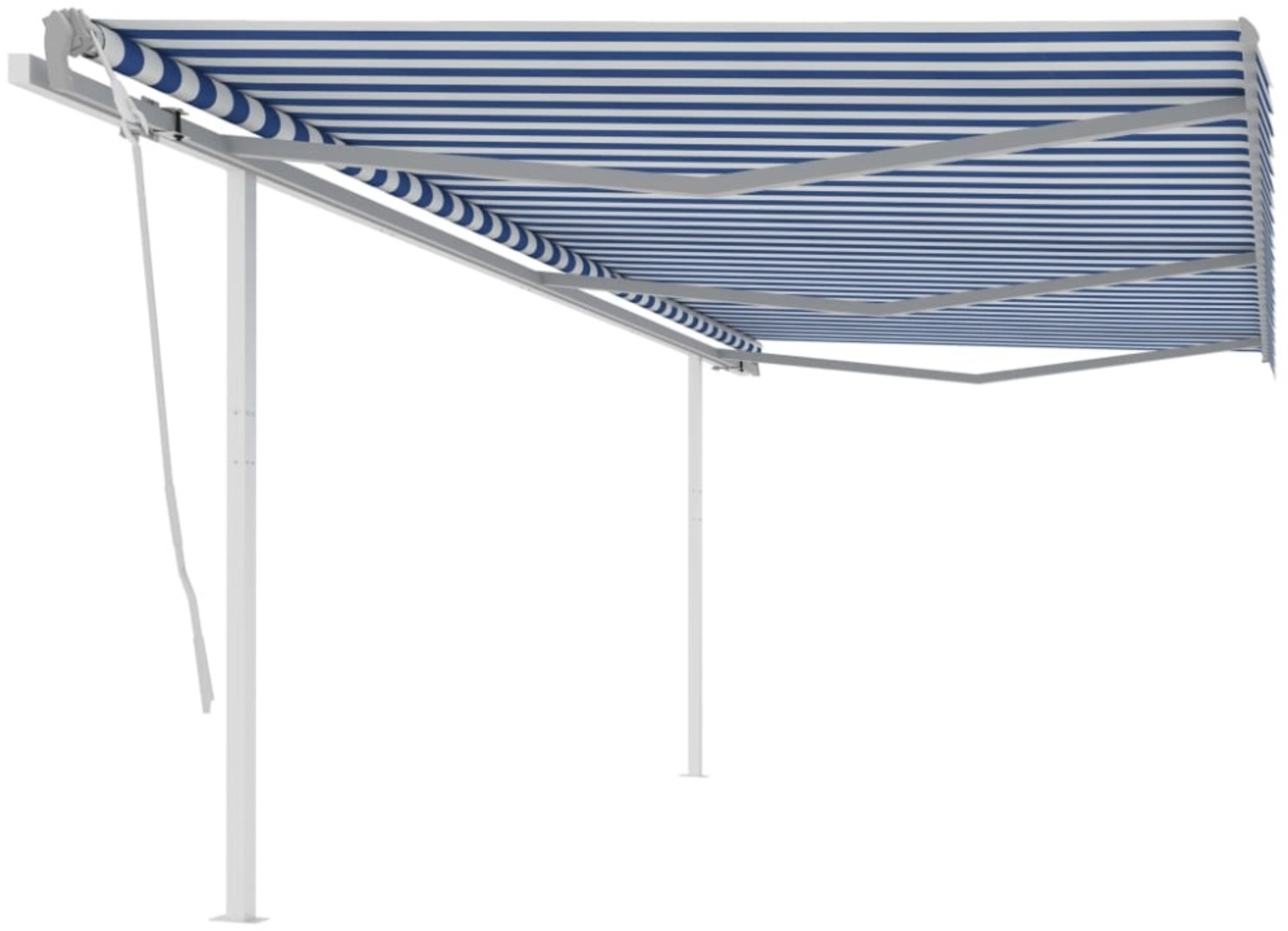 vidaXL Gelenkarmmarkise Einziehbar mit Pfosten 6x3 m Blau und Weiß 3069996 Bild 1