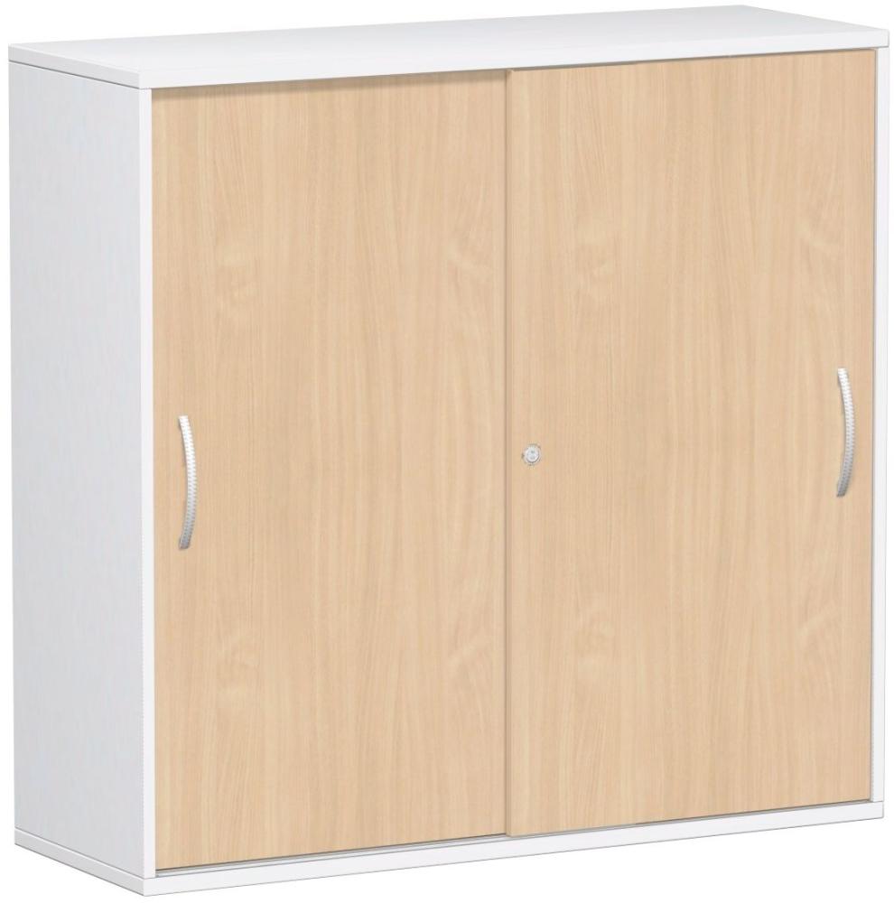 Schiebetürenschrank Oberboden 25 mm, 120x42x118cm, Buche Weiß Bild 1