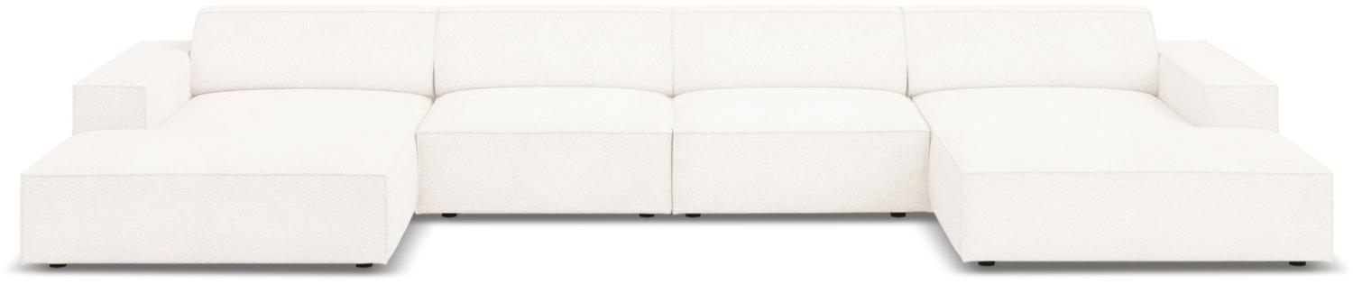 Micadoni 6-Sitzer Boucle Panorama Sofa Jodie | Bezug Beige | Beinfarbe Black Plastic Bild 1