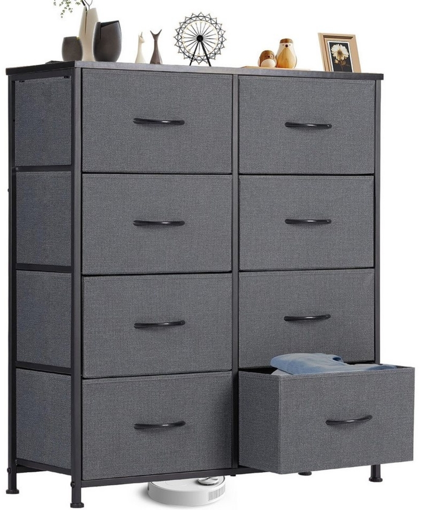 IDEASY Schubkastenkommode Kommode mit 8 Schubladen, Schlafzimmer Stoffkommode Kleiderorganizer (93×80×30cm), Wasserdichter, rutschfester Aufbewahrungsschrank mit Metallrahmen Bild 1