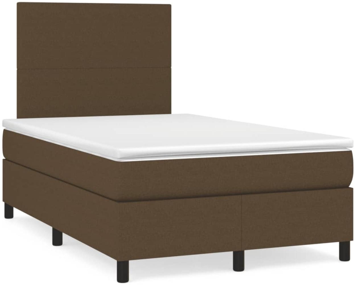 vidaXL Boxspringbett mit Matratze Dunkelbraun 120x190 cm Stoff 3269870 Bild 1