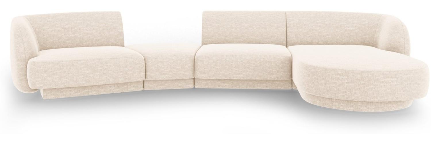 Micadoni Modulares Sofa Miley mit Recamiere 4-Sitzer Rechts Chenille Helles Beige Bild 1