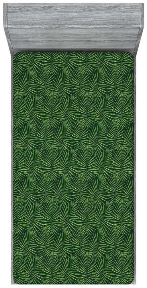 Abakuhaus Spannbettlaken Soft Dekorativer Stoff Bettwäsche Rund-um Elastischer Gummizug, Dschungel-Laub Palm Leaf Monochrome Bild 1