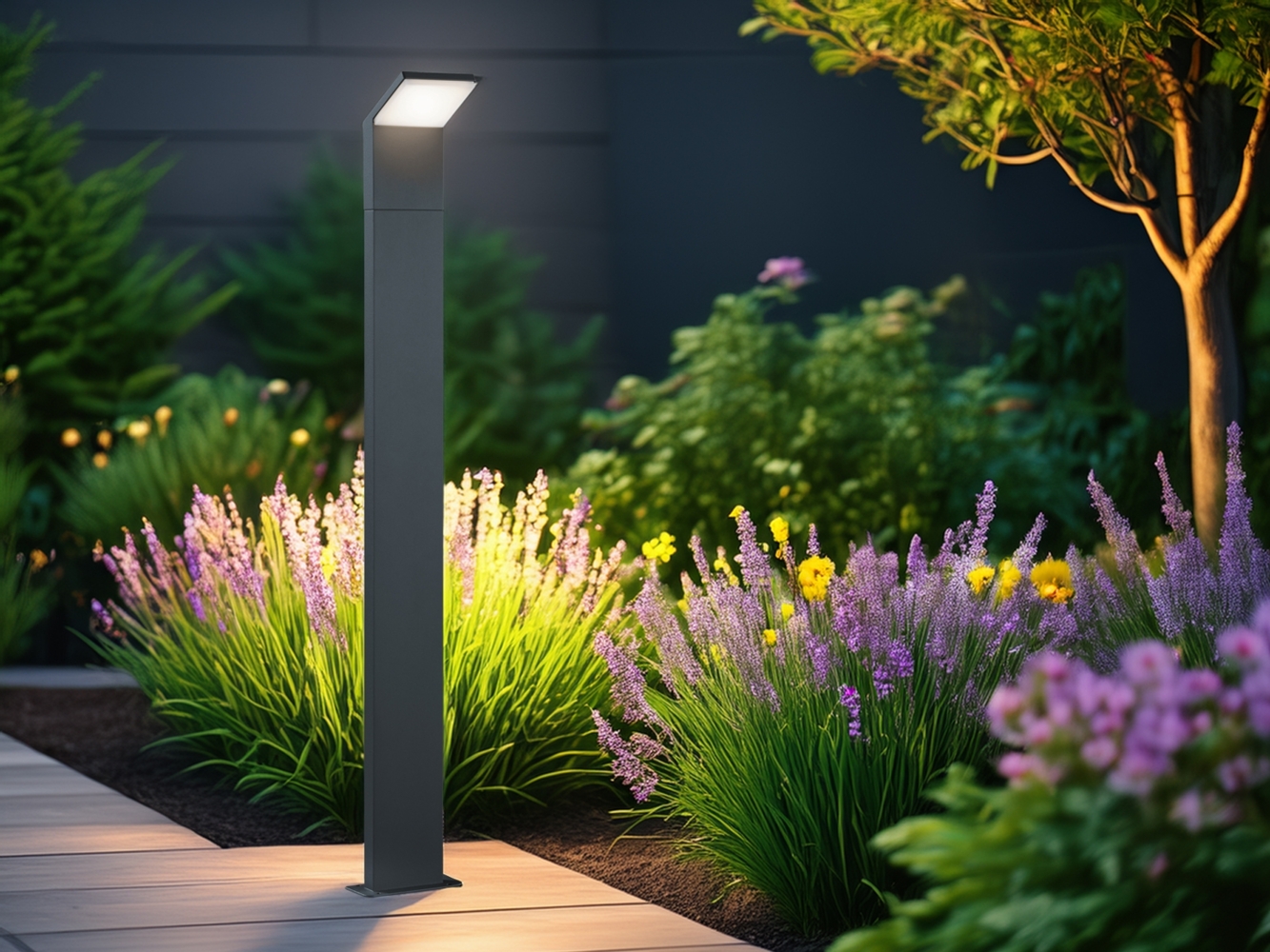 Trio Leuchten LED Außenleuchte Pearl 421160142, Druckguss Aluminium anthrazit, 1x9 Watt, 12.5 x 14 x 100 cm Bild 1