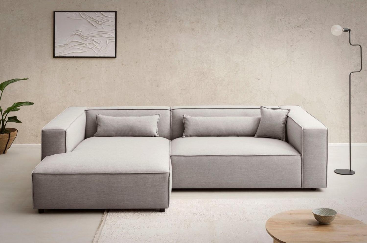 LeGer Home by Lena Gercke Ecksofa PIARA XXL, Big-Sofa in Cord oder Leinenoptik, L-Form, mit Kedernaht, wahlweise Ottomane rechts/links, schwarze Füße, extra tiefe Sitzfläche Bild 1